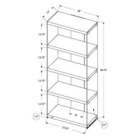 Monarch Specialties I Bookcase-5-Shelf Etagere Bookcase Contemporary Look With Tempered Glass Frame Bookshelf, 60H, (White)