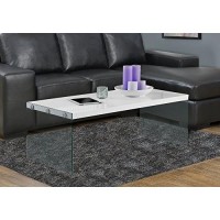 Monarch Specialties , Coffee Table, Tempered Glass, Glossy White, 44L