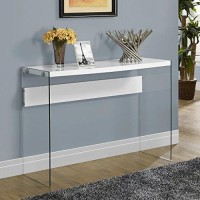 Monarch Specialties , Console Sofa Table, Tempered Glass, Glossy White, 44L