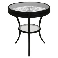 Monarch Specialties Hammered Black Accent Table With Tempered Glass, 20-Inch