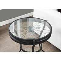 Monarch Specialties Hammered Black Accent Table With Tempered Glass, 20-Inch