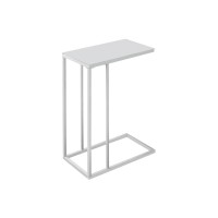 Monarch Specialties Metal Accent Table With Frosted Tempered Glass, White
