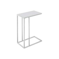 Monarch Specialties Metal Accent Table With Frosted Tempered Glass, White