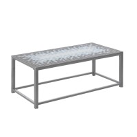 Monarch Specialties Greyblue Tile Tophammered Silver Cocktail Table