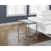 Monarch Specialties Grey/Blue Tile Top/Hammered Silver Accent Side Table