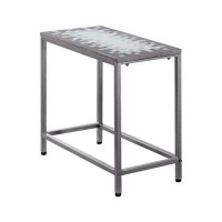 Monarch Specialties Grey/Blue Tile Top/Hammered Silver Accent Side Table