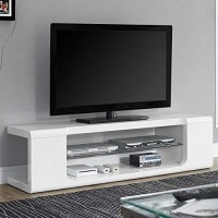 Monarch Specialties , Tv Console, High Glossy With Tempered Glass, White, 60L