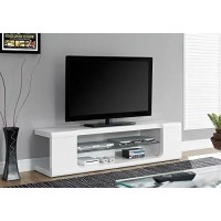 Monarch Specialties , Tv Console, High Glossy With Tempered Glass, White, 60L