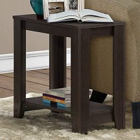 Monarch Specialties I Accent End Side-Lamp Table With Shelf, 24 X 12 X 22, Cappuccino