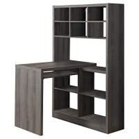 Monarch Specialties I Storage-Bookcase Left Or Right Set Up-Corner Desk With Multiple Adjustable Shelves, 60L, Dark Taupe