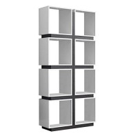 Monarch Specialties White/Grey Hollow-Core Bookcase, 71-Inch