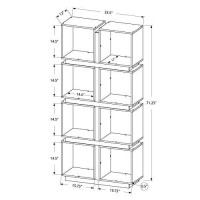 Monarch Specialties White/Grey Hollow-Core Bookcase, 71-Inch