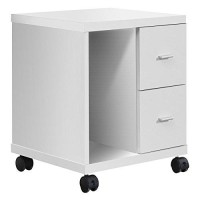 Monarch Specialties White Hollow-Core 2 Drawer Computer Stand On Castors