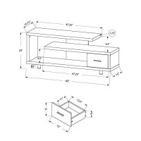 Monarch Specialties Tv Stand With 1 Drawer, 60W, White