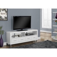 Monarch Specialties , Tv Console With 4 Drawers, White, 60L