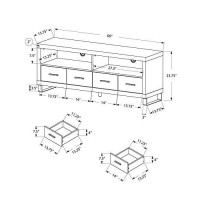 Monarch Specialties , Tv Console With 4 Drawers, White, 60L