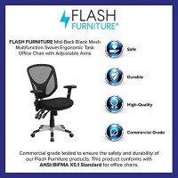 Flash Furniture Sam Mid-Back Black Mesh Multifunction Swivel Ergonomic Task Office Chair With Adjustable Arms