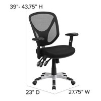 Flash Furniture Sam Mid-Back Black Mesh Multifunction Swivel Ergonomic Task Office Chair With Adjustable Arms