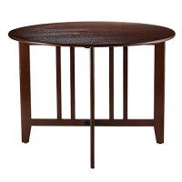 Winsome 3-Piece Alamo Round Drop Leaf Table With 2 Ladder Back Chairs, Brown