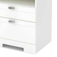 South Shore Reevo 2-Drawer Nightstand, Pure White With Matte Nickel Handles