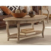 Alaterre Rustic Oval Coffee Table, Driftwood Reclaimed Wood