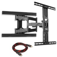 Mount Factory Heavy-Duty Full Motion Tv Wall Mount - Articulating Swivel Bracket Fits Flat Screen Televisions From 42 To 70 (Vesa 400 X 600 Compatible) - Tilt Swing Out Arm With 10' Hdmi Cable