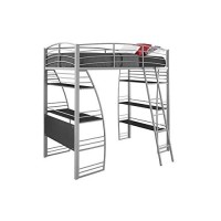 Dhp Studio Loft Bunk Bed Over Desk And Bookcase With Metal Frame - Twin (Gray)