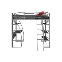 Dhp Studio Loft Bunk Bed Over Desk And Bookcase With Metal Frame - Twin (Gray)