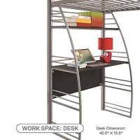 Dhp Studio Loft Bunk Bed Over Desk And Bookcase With Metal Frame - Twin (Gray)