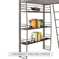 Dhp Studio Loft Bunk Bed Over Desk And Bookcase With Metal Frame - Twin (Gray)