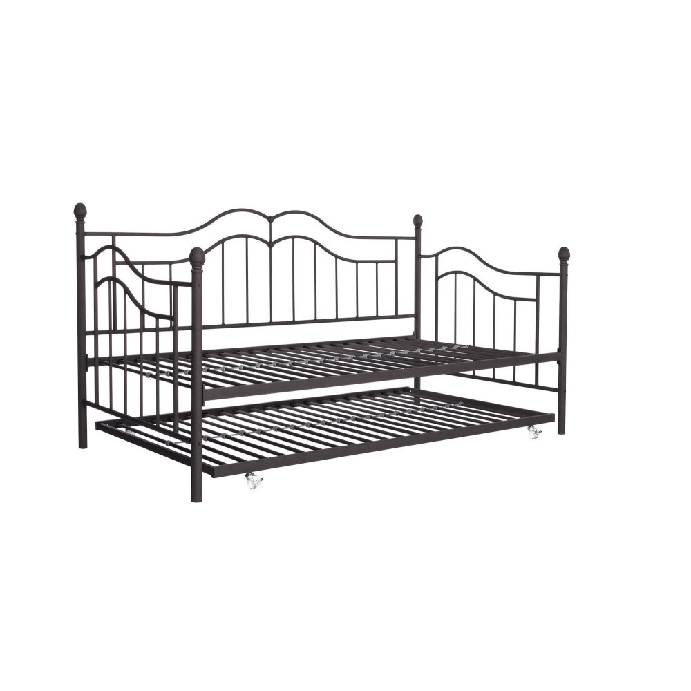 Dhp Tokyo Daybed And Trundle With Metal Frame, Twin Over Twin Size, Brushed Bronze