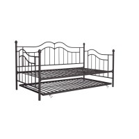 Dhp Tokyo Daybed And Trundle With Metal Frame, Twin Over Twin Size, Brushed Bronze