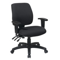 Office Star Ergonomic Dual Function Adjustable Office Desk Chair With Ratchet Back Height Adjustment And Built-In Lumbar Support, Mid Back, With Arms, Coal Freeflex
