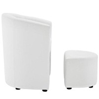 Modway Divulge Faux Leather Armchair And Ottoman Set In White