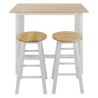 Casual Home 3-Piece Breakfast Set With Solid American Hardwood Top, White