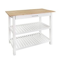 Casual Home Solid Hardwood Top, Naturalwhite, 40 W (373-91) Kitchen Island, Natural&White