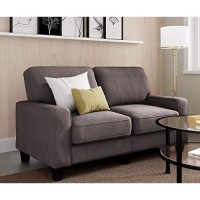 Serta Palisades Upholstered Sofas For Living Room Modern Design Couch, Straight Arms, Soft Fabric Upholstery, Tool-Free Assembly, 61 Loveseat, Glacial Gray
