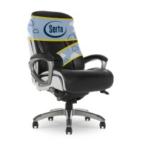 Serta Executive Office Smart Layers Technology Leather And Mesh Ergonomic Computer Chair With Contoured Lumbar And Comfortcoils, Black & White