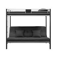 Dhp Silver Screen Metal Bunk Bed With Ladder, Black, Twin