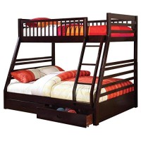 Coaster Espresso Twin Over Full Bunk Bed With Storage Drawers And Solid Wood