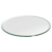 Round Glass Table Top Custom Annealed Clear Tempered Thick Glass With Beveled Polished Edge For Dining Table, Coffee Table, Home & Office Use - 36L & 3/8 Thick By Troysys