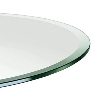 Round Glass Table Top Custom Annealed Clear Tempered Thick Glass With Beveled Polished Edge For Dining Table, Coffee Table, Home & Office Use - 36L & 3/8 Thick By Troysys
