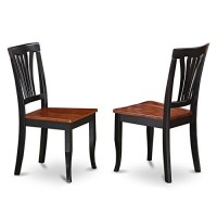 East West Furniture Avon Dining Chairs Wooden Seat And Black Hardwood Frame Dining Room Chair Set Of 2