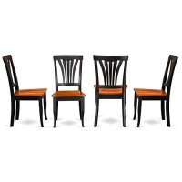 East West Furniture Avon Dining Chairs Wooden Seat And Black Hardwood Frame Dining Room Chair Set Of 2