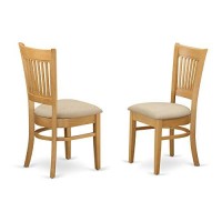 East West Furniture Vac-Oak-C Wonderful Padded Parson Chair - Linen Fabric Seat And Oak Hardwood Kitchen Dining Chair Set Of 2