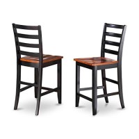 East West Furniture Fas-Blk-W Dining Chairs, Wooden Seat, Black/Cherry Finish