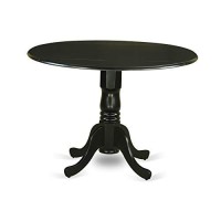 East West Furniture Dublin Table-Black Table Top Surface And Black Finish Pedestal Legs Hardwood Frame Dining Room Table