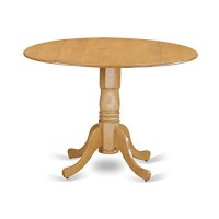 East West Furniture Dlt-Oak-Tp Dublin Table - Oak Table Top Surface And Oak Finish Pedestal Legs Hardwood Frame Dinner Table
