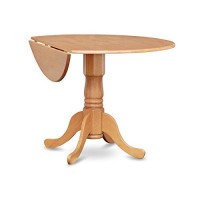 East West Furniture Dlt-Oak-Tp Dublin Table - Oak Table Top Surface And Oak Finish Pedestal Legs Hardwood Frame Dinner Table