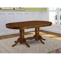East West Furniture Butterfly Leaf Oval Dinner Table - Espresso Table Top And Espresso Finish Double Pedestal Legs Solid Wood Structure Modern Dining Table